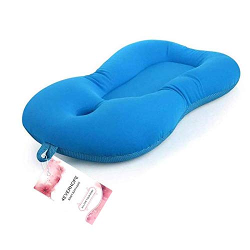 Bebé infantil cojín de baño alfombra, 4EVERHOPE flotante suave bebé almohada de baño/tumbona recién nacido bañera cojín de aire (Azul)