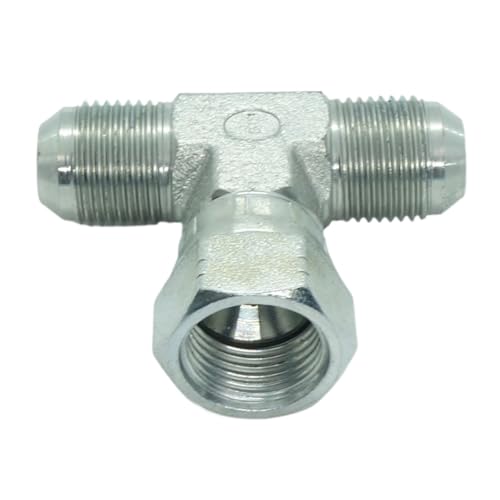 Image of 1 Piece Steel JIC Flare Tube Fitting,Tee Swivel Branch 1 /2 JIC (3 /4 inch-16 Threads)