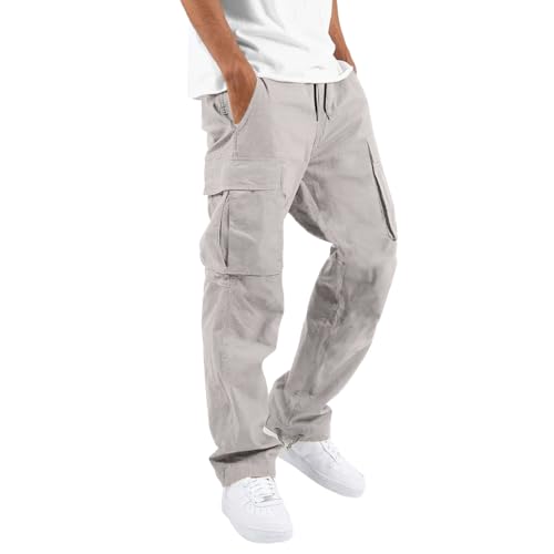 Men's Casual Cargo Pants Workout Joggers Stretch Sweatpant Hiking Drawstring Tactical Pants Baggy Sweatpants Men