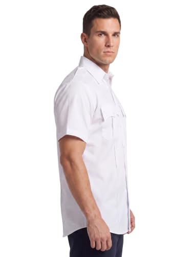 Image of First Class 100% Polyester Short Sleeve Men's Uniform Shirt White