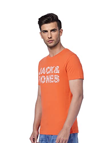 Image of Jack & Jones Men's Cotton Blend Typography Regular Fit Crew Neck Hoody