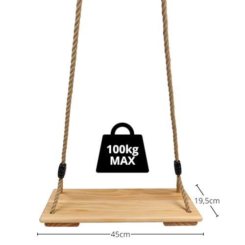 Holzschaukelbrett für Kinder, höhenverstellbare Gartenschaukel bis 100 kg (A)