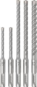 Bosch 5X PRO SDS plus-5X Hammer Drill Bit Set (for Concrete, Lime and Sand Bricks, Ø 5, 5, 6, 0, 7, 0, 8, 0, 10, 0 mm, Professional Accessory Rotary Hammer)