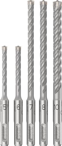 Image of Bosch 5X PRO SDS plus-5X Hammer Drill Bit Set (for Concrete, Lime and Sand Bricks, Ø 5,5, 6,0, 7,0, 8,0, 10,0 mm, Professional Accessory Rotary Hammer)