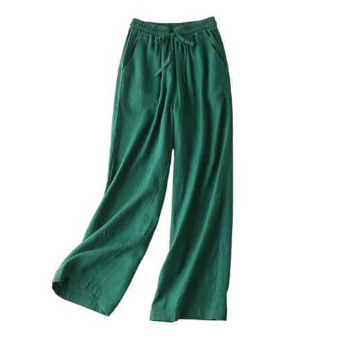 Women's Cotton and Linen Wide Leg Pants Casual High Waist Stretch Straight Pants2