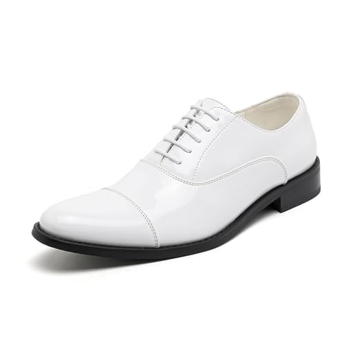 Men's Patent Leather Oxfords Casual Shoes Dress Formal Leather Cap Toe Derby Shoes Lace Up Walking Fashion Low-top Leather Shoes for Wedding Prom Business