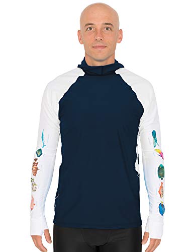 Tuga Men's Snorkel Hooded Rashguard, Caribbean Fish ID, UPF 50+, Made in USA2
