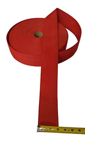 3 Inch 150 Feet Heavy Polypropylene Webbing for General Use 50 Yards Made in USA. (Red)