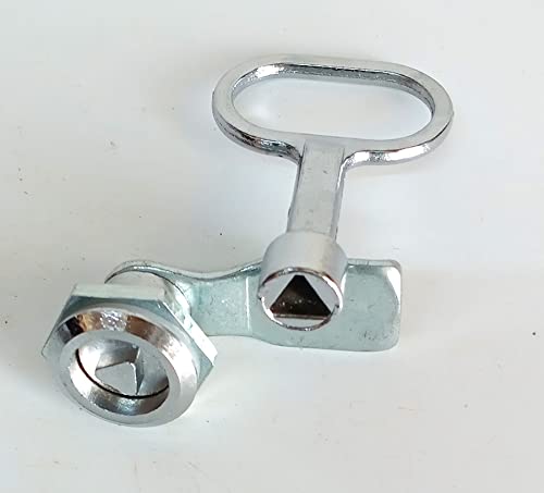 Polished Panel Lock Socket Key Male Threaded Triangle Shape Set, Silver