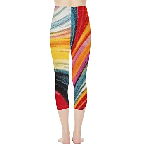 Afpanqz Colored Stripes Leggings For Women's High Waist Comfortable Yoga Pants Cycling Running Butt Lift Athletic Tummy Control Over Ankle Leggings Xxxl Yellow Red Pink Tie Dye #TOP3