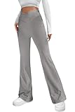 PRETTYGARDEN Women's Flare Leggings High Waisted Lightweight Sweatpants Casual Bell Bottom Bootcut Yoga Pants (Solid Light Grey,Medium)