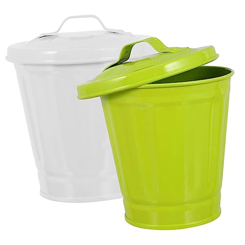 HOMOCONO 2 Contenedores De Basura Pequeños De Hierro Para Oficina, Mesa, Organizador De Basura, Mini De Escritorio.
