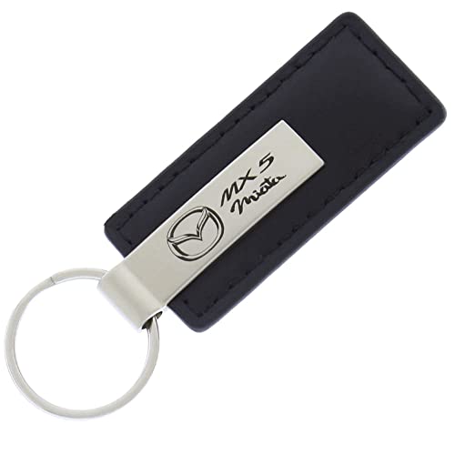 Au-TOMOTIVE GOLD Rectangular Leather Key Chain for Mazda Miata (Black)