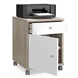 COSTWAY Rollcontainer mit Schublade und Unterschrank, Aktenschrank auf Rollen, Büroschrank aus Holz mobil, für Zuhause und Büro