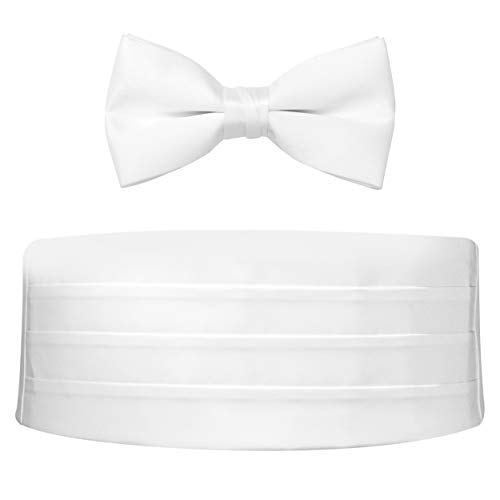 Satin Cummerbund and Bow Tie Set (Adult, White)