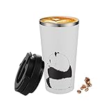 Funkrin Isolierter Reise-Kaffeebecher mit Keramikbeschichtung, personalisierte Geschenke für Männer und Frauen, 473 ml Edelstahlbecher mit Klappdeckel, tragbarer Griff, auslaufsicher, Thermosbecher