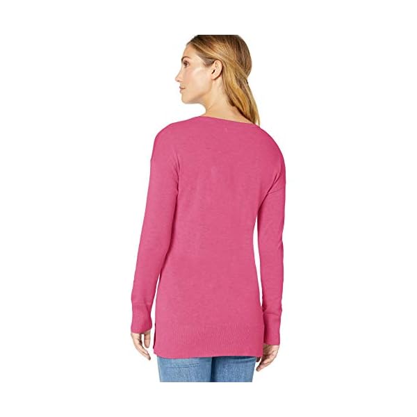 Amazon Essentials Women's Lightweight Long-Sleeve Scoop-Neck Tunic Sweater (Available in Plus Size), Pink Heather, XX-Large