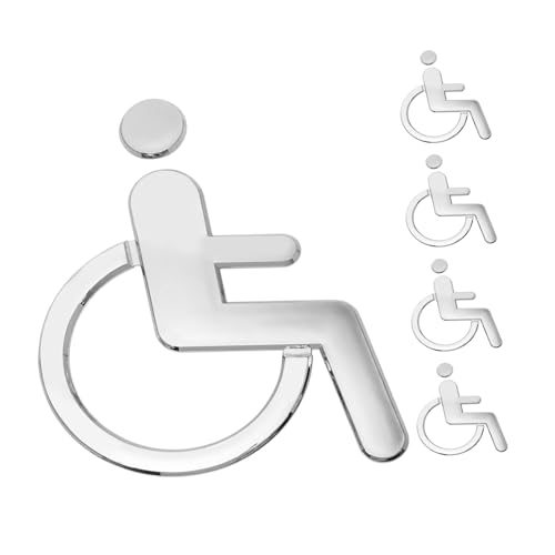 Panneau toilettes handicapés argenté en ABS Hohopeti - Lot de 6