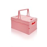 Daixers Foldable Plastic Baskets with Lids for Organizing,Collapsible Storage Crates, Stackable Bins