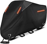 バイクカバー 防水 大型【 420D 厚手 耐水圧50,000mm 】 バイク車体カバー 破れにくい 耐熱 溶けない UVカット 盗難防止 250cc用 中型/大型バイク対応 245*105*125 色褪せない 防水/撥水 収納袋付き