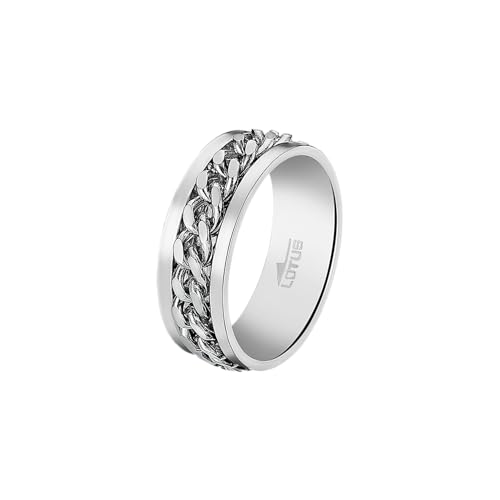 LOTUS STYLE Anillos Hombre - Anillo Acero Inoxidable Hombre 316L - Diseño Ergonómico y Ajuste Perfecto Talla 26 - Plateado LS2394-3/126 23.50 mm - Resistente al Agua