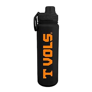 Campus Colors NCAA Stainless Steel Water Bottle – Twist on cap – 24 oz – Carry Clip – Keeps Your Drinks Hot or Cold for Hours (Tennessee Volunteers – Black)