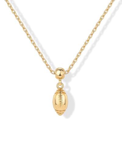PAVOI 14K Gold Plated Sports Dainty Necklace with Charms - Hypoallergenic Adjustable Chain Gold Charm Necklace for Women - Small Sport Fan Removable Pendants - Cute Basketball Pickleball Jewelry Gifts