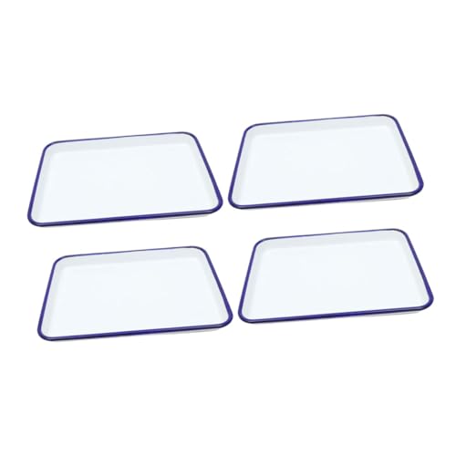 FUNOMOCYA Vintage Style Enamel Square Roaster Retro Kitchen Bake Pan Enamel Laboratory Tray 4pcs Set 26x18cm Bakeware