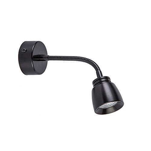 Aplique de lectura flexible ajustable 3W en negro de diseño minimalista para dormitorio