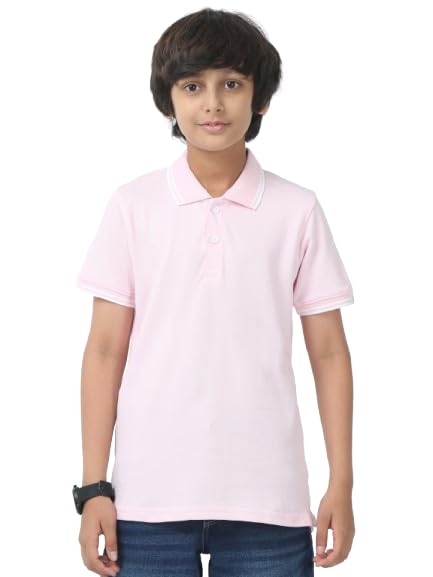 Image of Cotton Polo T-Shirt for Kids Boys Girls Half Sleeve, Regular Fit Tees for Boys Collared Casual Tshirts | Soft & Breathable Biowash Fabric | Half Sleeve