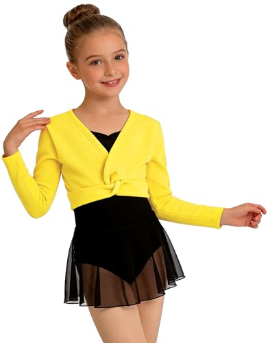 Image of DANSHOW Girls Ballet Wrap Top Long Sleeve Dance Sweater Toddler