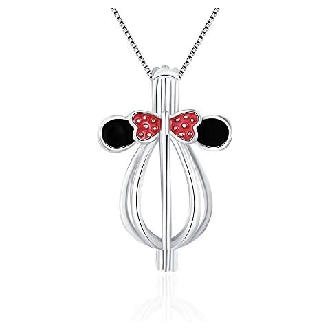 LGSY Mini Mouse Cage Pendants for Pearl Jewelry Making Sterling Silver, Design Pearl Cage Pendants for Adorable Gift, Metal Cover