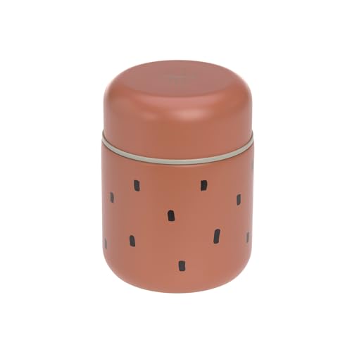 LÄSSIG Bebé Niños Caja Térmica para Mantener Caliente Papilla Merienda A Prueba de Fugas Acero Inoxidable 350 ml/Food Jar Happy Prints caramelo