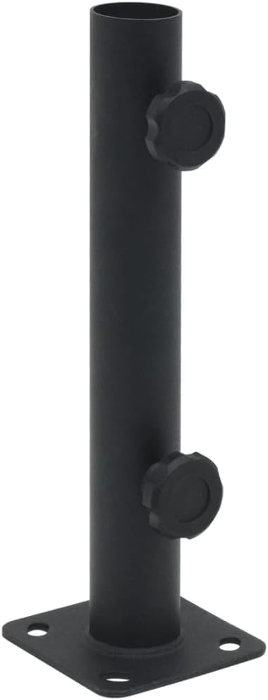 vidaXL Parasol Base for Multiple Pole Sizes, Matt Black Powder Coated Steel, Outdoor Patio Umbrella Stand with Deck Mounting Options