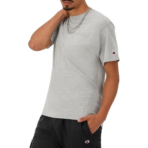 Image of Champion Men's Graphic Short Sleeve T-Shirt, Standard Fit, Tonal Script Logo, Midweight 100% Cotton
