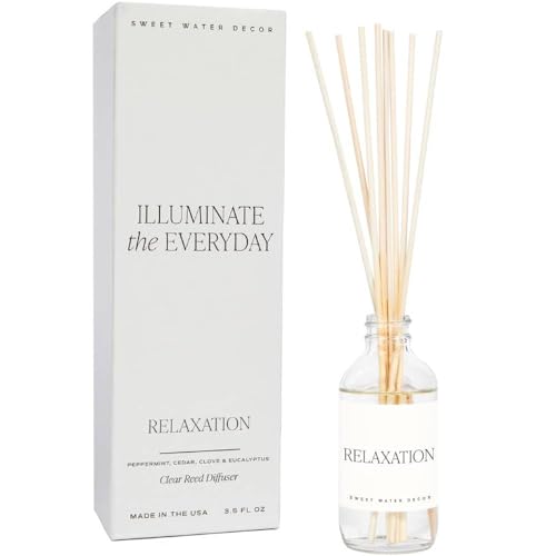 Image of Sweet Water Decor Relaxation Reed Diffuser Set - Eucalyptus, Peppermint, Cedar, Patchouli Scented Diffusers - Reed Diffusers for Home with Long Lasting Fragrance - Oil Reed Diffuser - Made in the USA