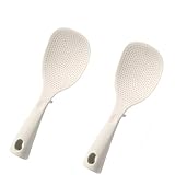 Minchsrin 2Pcs of Silicone Rice Ladle Rice Serving Spoon Easy To Clean Rice Spoon for Electric Rice Cooker Rice Paddle for Kitchen (Cream)