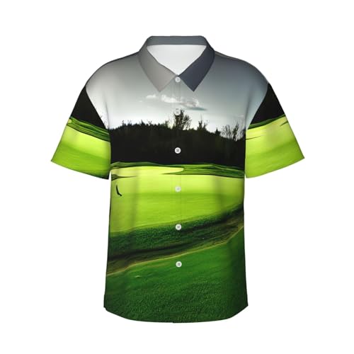 Chemise hawaïenne verte homme EdWal short été imprimé parcours de golf