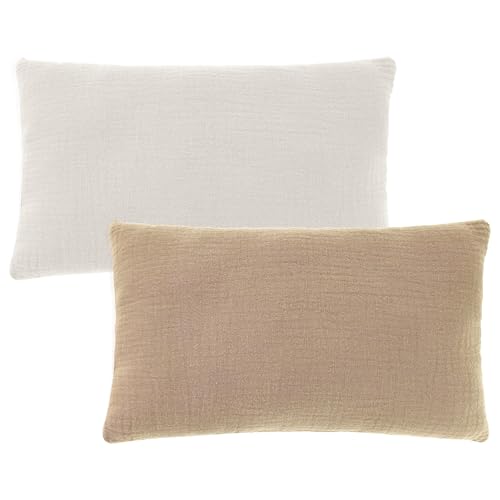 Marrywindix Tiny Pillow 2 Pack Small Decorative Pillow 9.5 x 5.5 in Tiny Travel Pillows Soft Pet Pillow for Camping Travel Sleeping Bed Sofa Neck Knee Wrist Support (Brown+Khaki)