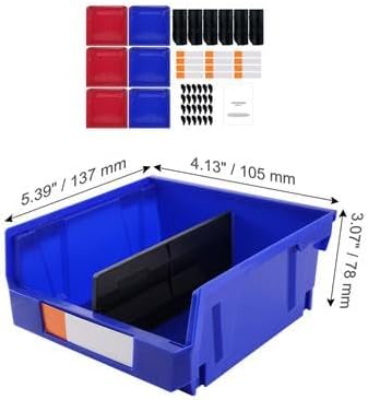Happybuy Plastic Storage Bin, 11"x11"x5", Hanging Stackable Organizer, Blue/Red, 6-Pack, Heavy Duty for Closet, Kitchen, Office, or Pantry