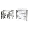 Humble crew kids wood table 4 chairs and 12 bin toy organizer set whitegrey  urban country home decor