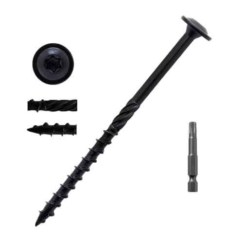 Vis à bois Torx 6,3x150 mm en acier au carbone noir pour charpente - Lot de 50
