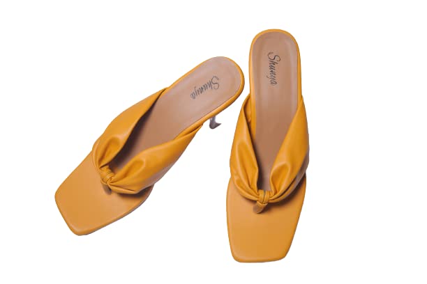 Shunya Womens Comfortable Yellow Thong Square Toe Transparent Block Heels Sandals for casual and official Occasions (B09ZBLPM6M) Amazon Price History, Amazon Price Tracker