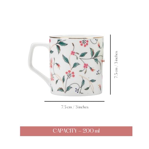 Image of GOLDEN QUEEN'S Tea Cups Set of 6 | Ideal for Everyday Tea and Coffee, Enhancing Your Daily Rituals | Handcrafted & 24K Gold on Rim - Blush & Pink Charm