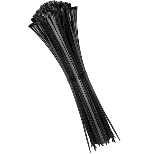 Image of 100 PCS Black Cable Ties, 300mm x 3.6mm, 12" Premium Nylon Zip Ties, 30 cm Long Zip Tie Wraps,Secure Self-Locking,Heavy Duty Strong, Multi-Purpose Plastic Tie Wraps for Home, Garden, Office, DIY