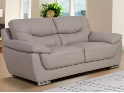 ES ESPINHO ESP211 Solid Sal Wood Leatherette Upholstered 2 Seater Sofa Set for Living Room, Beige Color