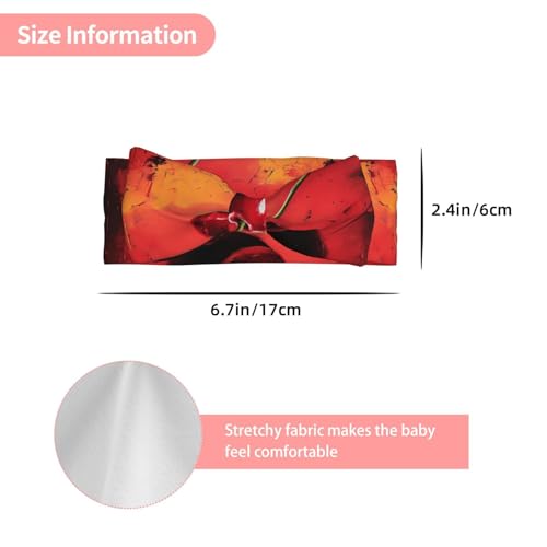 Oil painting cherry Bow headband, children's elastic bow hair accessories, 0-6 months, hair bows for newborns, infants, toddlers3
