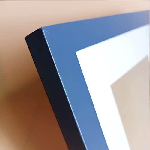 Image of 8x8 Picture Frames Blue Solid Wood Frame, Plastic Panel (Film Needs to be Removed) Table or Wall.Front Window Opening 7.5x7.5 inch.