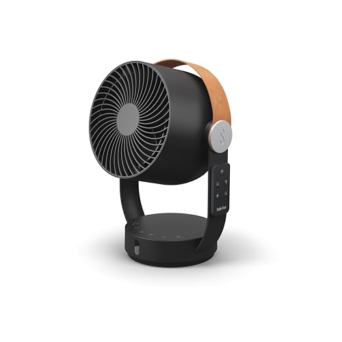 Stadler Form ventilador Leo, ventilador móvil de mesa 3D con mando a distancia, función giratoria vertical y horizontal, gran alcance hasta 8 m, temporizador de 1 a 7 horas, mango de piel sintética