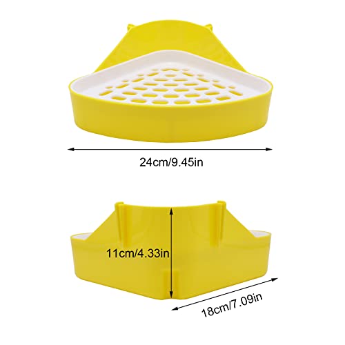 Image of Litewoo Rabbit Litter Box Toilet Bunny Corner Potty for Guinea Pigs, Yellow | Sturdy plastic, 9.45 inchx7.09 inchx4.33 inch pan, scalloped splash guard, mesh drop-through design, easy rinse-clean, for small animal